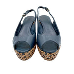 将图片加载到图库查看器，【中古】TORY BURCH トリーバーチ ウェッジソール サンダル ネイビー i1012oq00123
