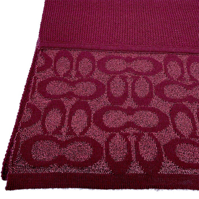 【中古】COACH コーチ マフラー ニット ストール 防寒 ボルドー i0410wq0345