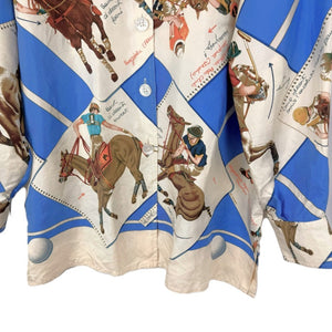 中古】エルメス HERMES シルクブラウス 長袖 馬柄 乗馬柄 上質