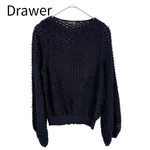 Load image into Gallery viewer, 【中古】Drawer（ドゥロワー） シアーニット 16Gフリンジ ネイビー サイズ1 長袖 コットン混 j0420w00530
