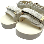 画像をギャラリービューアに読み込む, 【中古】スイコック suicoke 厚底サンダル Drawer別注 ツイード ストラップ ラメ糸 アイボリー 白系 i0722h00160
