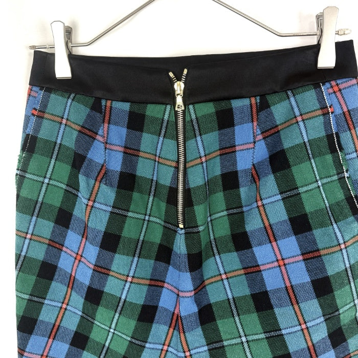 【中古】ドゥロワー Drawer スカート チェック柄 オレンジ混 ひざ丈 コットン グリーン ブルー ブラック i0507m0040