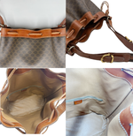 将图片加载到图库查看器，【中古】CELINE セリーヌ ショルダーバッグ 巾着バッグ マカダム柄 ブラウン系 レザー×PVC i0922lq01260
