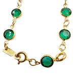 画像をギャラリービューアに読み込む, 【中古】スワロフスキー SWAROVSKI ブレスレット ゴールド×グリーン ストーン チェーン レディース アクセサリー i0810oq02430
