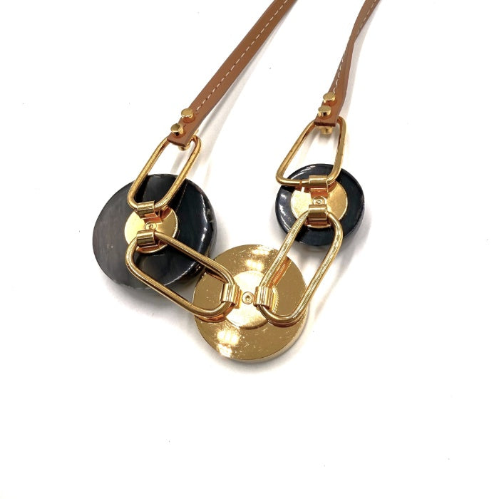 【中古】マルニ MARNI ネックレス レザー チェーン クリアモチーフ おしゃれ ベージュ マルチカラー i0606aq00936