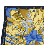 将图片加载到图库查看器，【中古】HERMES エルメス カレ90 SOLIEL DE SOIE 太陽の大帆 シルクスカーフ ネイビー×イエロー シルク 大判 スクエア 正方形 i0907oq013115
