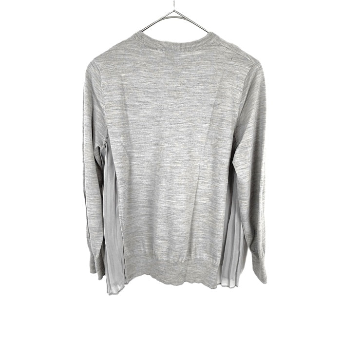 【中古】ジョセフ JOSEPH サイドシフォンプリーツニット クルーネック ニット 薄手 ライトグレー i0703n0146