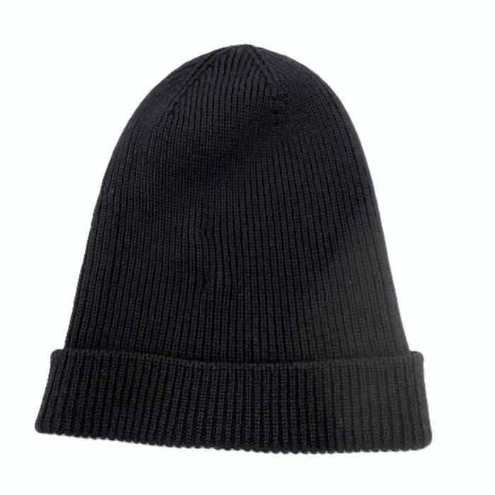 【中古】モンクレール MONCLER ニット帽 ビーニー ニットキャップ ロゴワッペン ブラック 黒 i0606aq00847