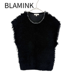 Load image into Gallery viewer, 【中古】ブラミンク BLAMINK ノースリーブ ニット 38 ブラック フリンジ コットン j0430h00224
