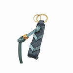 Load image into Gallery viewer, 【中古】ロエベ LOEWE キーホルダー ブレイデッド レザー 編み込み ロゴ型押し グリーン ゴールド j0805dq00851
