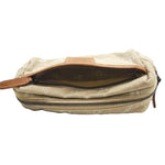 画像をギャラリービューアに読み込む, 【中古】genten ゲンテン キャンバス×レザー ポーチ 小物入れ 化粧ポーチ ベージュ 日本製 i0727tq0016
