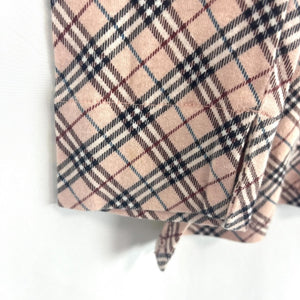 【中古】バーバリー BURBERRY 襟付きカットソー 七分袖 チェック柄 スリット ベビーピンク系 h0625aq01929