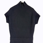 画像をギャラリービューアに読み込む, 【中古】Drawer ドゥロワー ニットワンピース ブラック 半袖 ハイネック リブニット ウール カシミヤ混 i1222h00162
