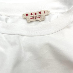 【中古】マルニ MARNI ロゴTシャツ 花ロゴ プリント 可愛い 小花柄 ホワイト ブルー系 白 h058k008