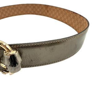 中古】グッチ GUCCI ベルト バンブーバックル メタリック GGマーク