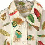 Load image into Gallery viewer, 【中古】エルメス HERMES シルクブラウス PLUMES 長袖 羽 フェザー柄 上質 アイボリー ブラウン系 i0627aq011220
