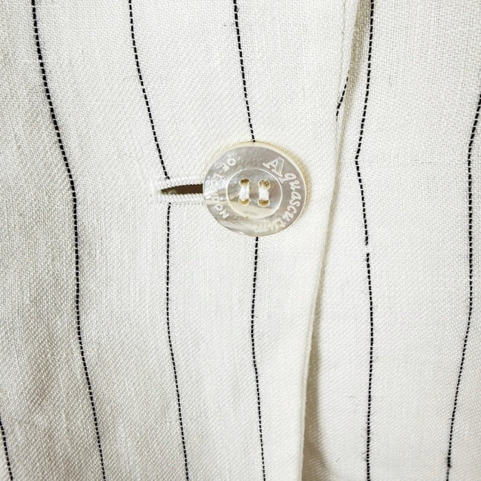 【中古】アクアスキュータム Aquascutum リネンジャケット ピンストライプ ホワイト ブラック i0413oq0216