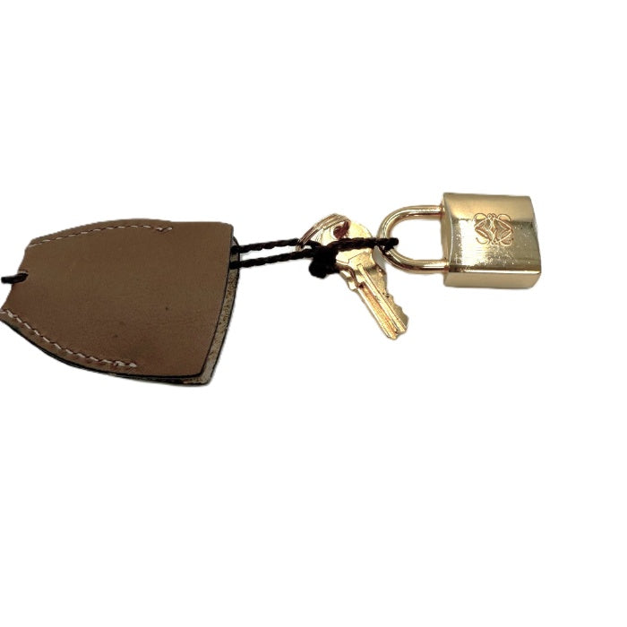 【中古】ロエベ LOEWE カデナ 南京錠 カギ チャーム パドロック レザー ブラウン ゴールド i0601oq01332