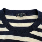 将图片加载到图库查看器，【中古】セオリー Theory ボーダーニット クルーネック コットン カシミヤ 薄手 アイボリー 濃紺 i0703n0104
