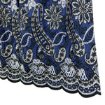 Load image into Gallery viewer, 【中古】スキャパ SCAPA 刺しゅうひざ丈スカート ペイズリー柄 シルク フレア ネイビー ホワイト ブラック i0703n0074
