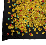 Load image into Gallery viewer, 【中古】イヴサンローラン Yves Saint Laurent  シルクスカーフ ジュエリー柄 ブラック ゴールド 大判 j0405oq01730
