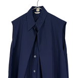 将图片加载到图库查看器，【中古】エルメス HERMES ノースリーブ ワンピース ネイビー シャツワンピース i1222h01275
