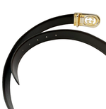 画像をギャラリービューアに読み込む, 【中古】GUCCI グッチ GGバックル ベルト ブラック レザー メンズ 黒 j0115lq00844
