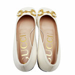 画像をギャラリービューアに読み込む, 【中古】グッチ GUCCI ホースビット パンプス ホワイト レザー 37 箱あり ローヒール i1207oq017200
