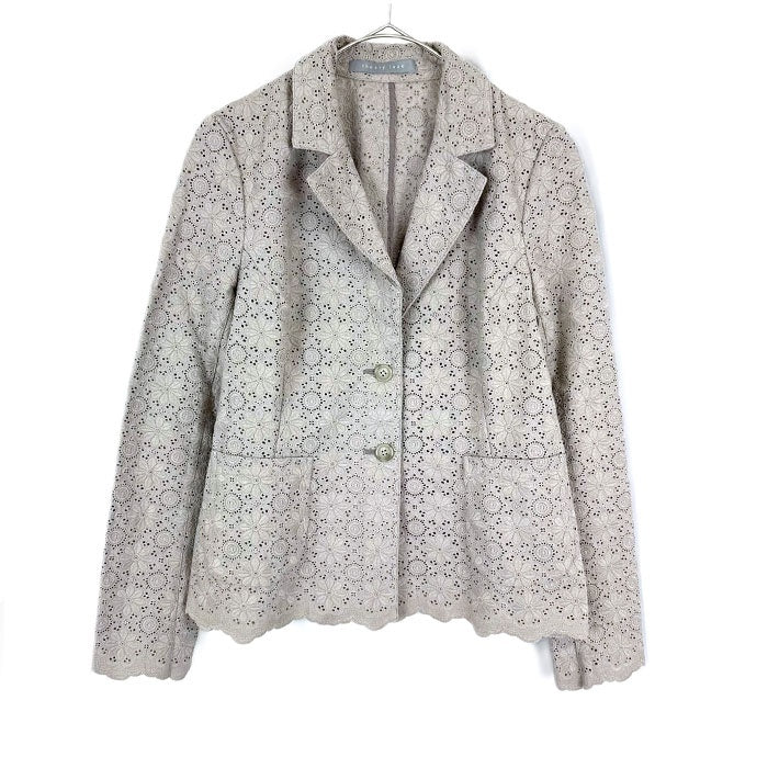 【中古】セオリーリュクス Theory luxe 総レースジャケット 花 カットワークレース グレージュ i0807n0057