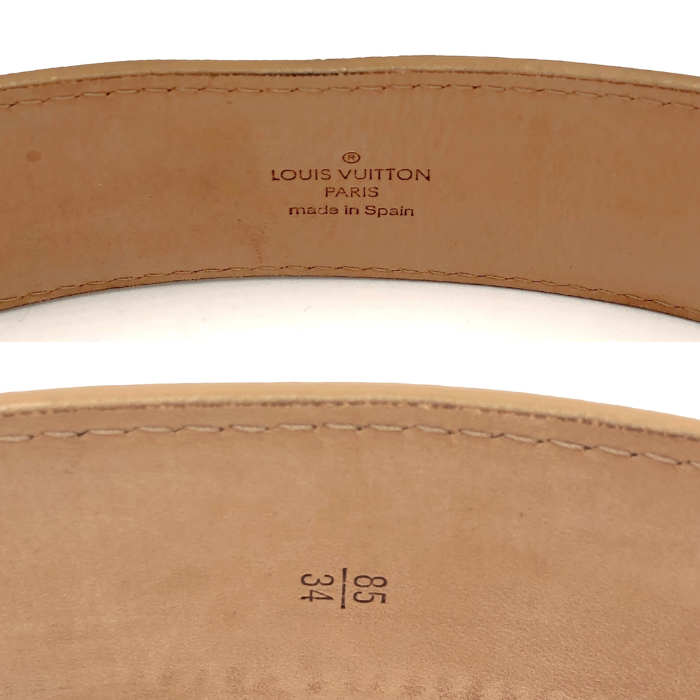 【中古】ルイヴィトン LOUIS VUITTON ベルト サンチュール バックル レザー シルバー×ベージュ系 i0413oq007253