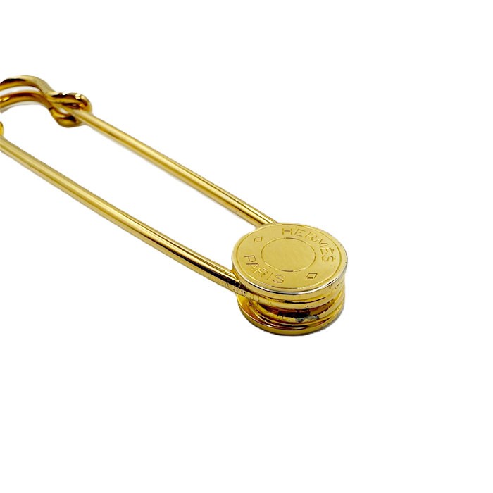 【中古】エルメス HERMES ピンブローチ セリエ 安全ピン ゴールド金具 アクセサリー i0810oq02292