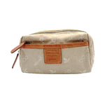 画像をギャラリービューアに読み込む, 【中古】genten ゲンテン キャンバス×レザー ポーチ 小物入れ 化粧ポーチ ベージュ 日本製 i0727tq0016
