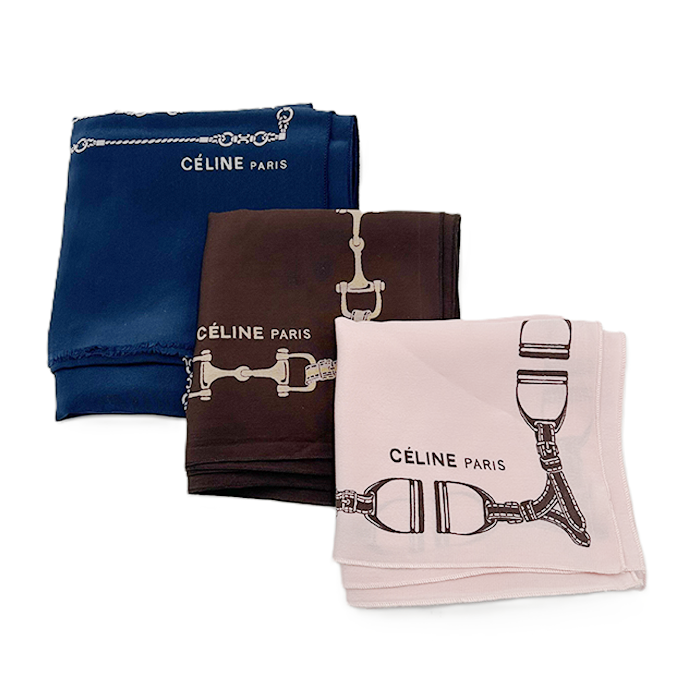 【中古】CELINE セリーヌ スカーフ 3点セット ビット柄 大判 シルク100％ i0727tq00813
