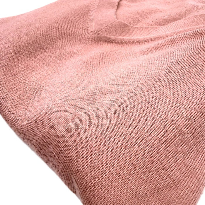 【中古】ドゥロワー Drawer Vネックニット 後ろリボン カシミヤ シルク 薄手 透け感 くすみピンク