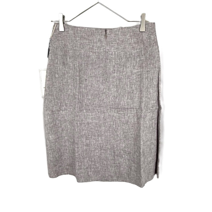 【中古】オールドイングランド OLD ENGLAND ひざ丈リネンスカート 台形 ベージュ ライトブラウン系 i0703n0095