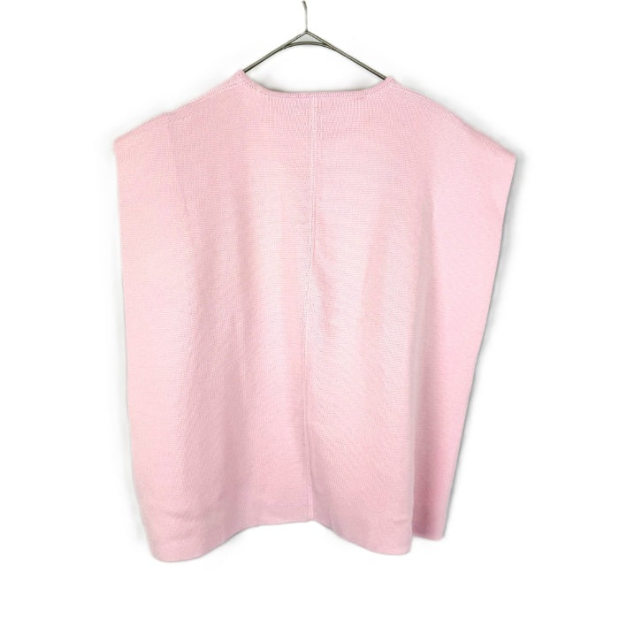 【中古】ブラミンク BLAMINK ベスト コットン ニット１４G クルーネック ノ―スリーブ フレンチスリーブ ピンク i0908h00230