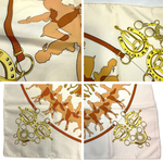 Load image into Gallery viewer, 【中古】エルメス HERMES スカーフ カレ90 MANEGE 大判 シルク 柄 ライトベージュ ブラウン系 i0606aq020110
