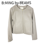 画像をギャラリービューアに読み込む, 【中古】ビーミング by ビームス B:MING by BEAMS レザージャケット ノーカラー 羊革 ライトグレー j0901h0018
