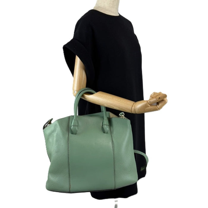 【中古】フルラ FURLA ハンドバッグ 2way ショルダーベルト くすみカラー グリーン系 i0710lq00160