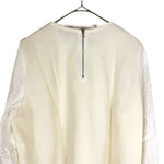 将图片加载到图库查看器，【中古】ドゥロワー Drawer ブラウス 袖切り替え プルオーバー ストレッチ オフホワイト 白 i0501k00137
