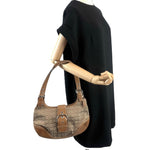 画像をギャラリービューアに読み込む, 【中古】コーチ COACH ハンドバッグ シグネチャー ロゴマーク キャンバス レザー ベージュ ライトブラウン i0627aq02524
