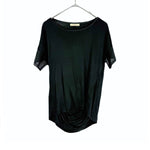 将图片加载到图库查看器，【中古】デプレ DES PRES 半袖カットソー そで口シアー素材 切り替え 透け感 ブラック 黒 i0807n0226
