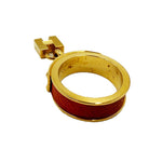 Load image into Gallery viewer, 【中古】エルメス HERMES スカーフリング  ケリー カデナチャーム レザー×ゴールド金具 オレンジ i0810oq018115
