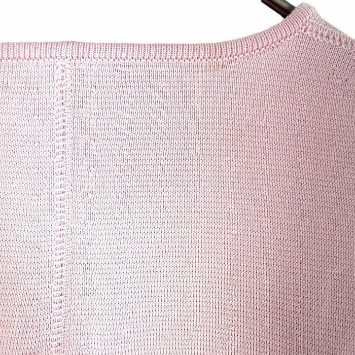 【中古】ブラミンク BLAMINK ベスト コットン ニット１４G クルーネック ノ―スリーブ フレンチスリーブ ピンク i0908h00230