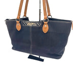 将图片加载到图库查看器，【中古】バーバリー BURBERRY トートバッグ 無地 チェック柄 キャンパス生地 インナーバッグ ネイビー ベージュ i0710lq01222
