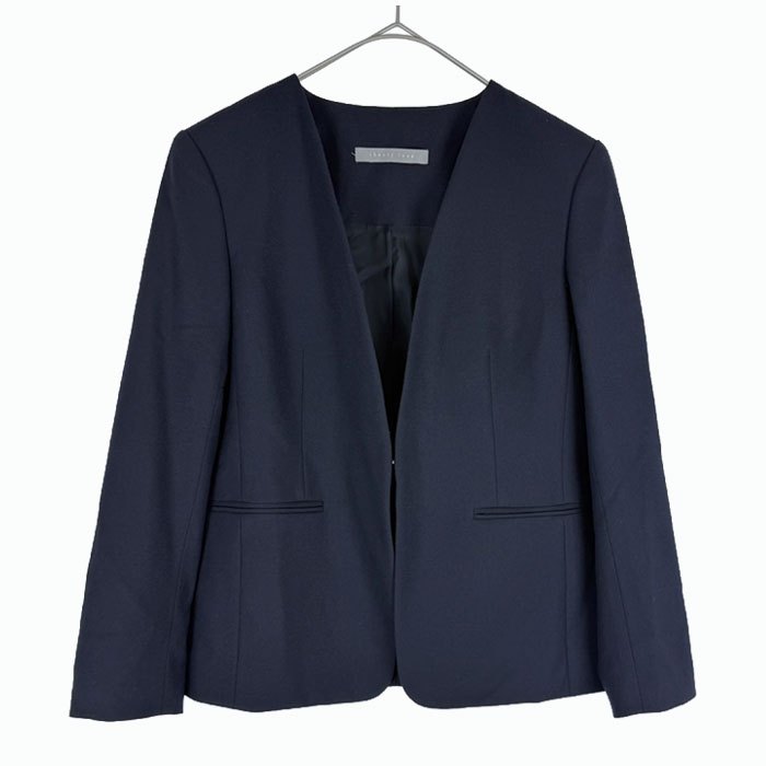 【中古】theory luxe セオリーリュクス ジャケット ネイビー ELLA SAXONY SOFT ウール ノーカラー i0807n0213