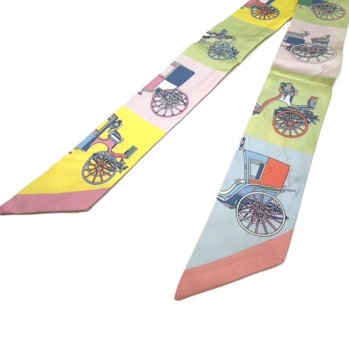 【中古】エルメス HERMES ツイリー スカーフ スリム 馬車 パステルカラー 可愛い マルチカラー i0515lq012104
