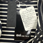 将图片加载到图库查看器，【中古】アオイ aoi 半袖チュニック ワンピース チェック ボーダー マルチ柄 タグ付き ブラック ホワイト i0515n0133
