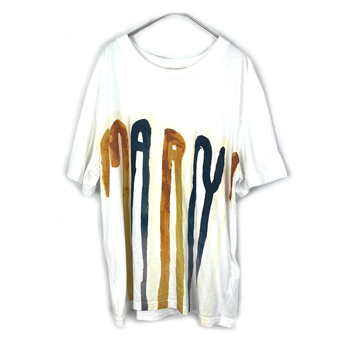 【中古】マルニ MARNI ロゴTシャツ ペイント風 アート オーバーサイズ ホワイト 白 マルチ h0508k007