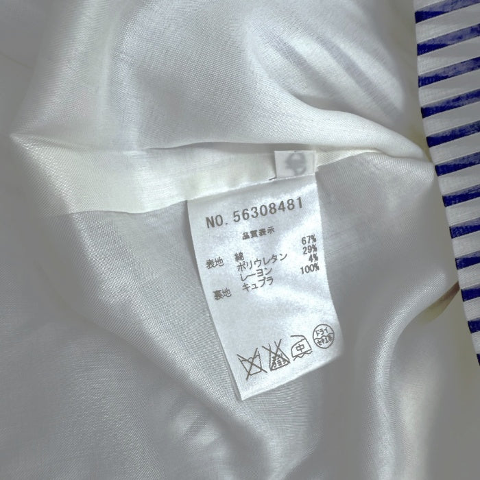 【中古】オールドイングランド OLD ENGLAND ストライプワンピース フレンチスリーブ ウエストシェイプ ブルー ホワイト i0515n0064